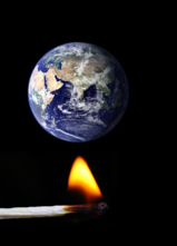 earth heated by match